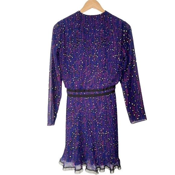 Carven Women’s Georgette‎ Pleated Violet Cocktail Dress Ruffle Hem Size 38/8 US - Picture 9 of 16